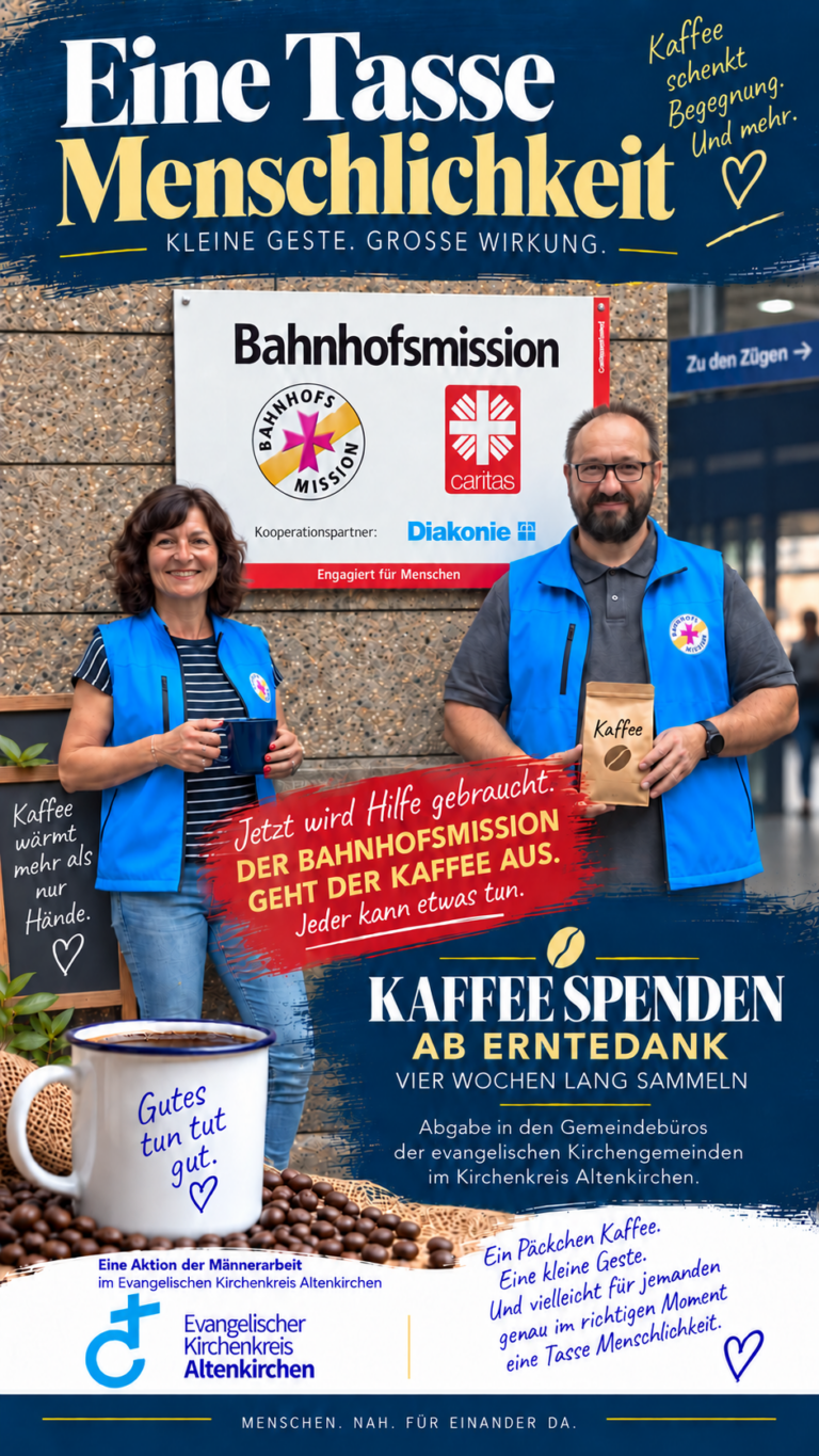 Eine Tasse Menschlichkeit – Männerarbeit sammelt Kaffee für die Bahnhofsmission